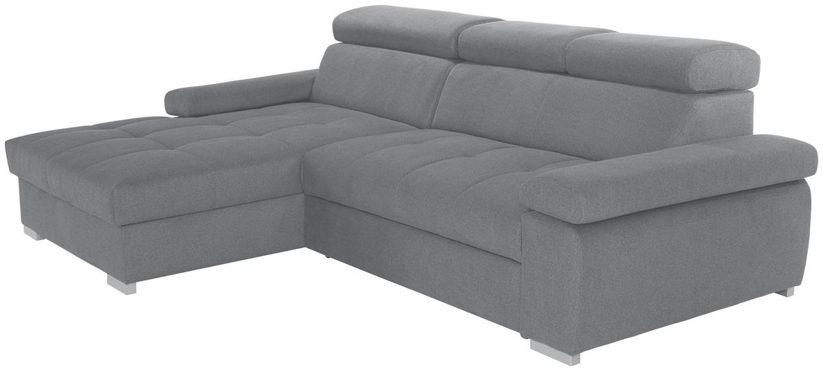 Ecksofa Perry Mit Bettkasten 183x292 cm - Silberfarben/Grau, Design, Textil (183/292cm) - Livetastic