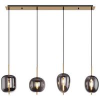 Hängeleuchte Blacky H: 120 Cm 4-Flammig, Mit Rauchglas - Messingfarben, Design, Glas/Metall (110/18,5/120cm) - Globo