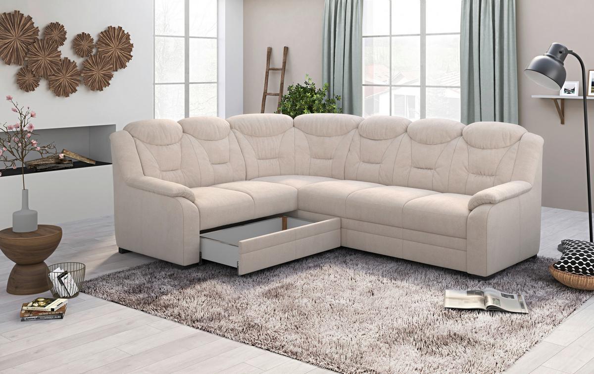 Ecksofa Marcus Beige S: 211x263 cm - Beige/Schwarz, Basics, Textil (211/263cm) - MID.YOU