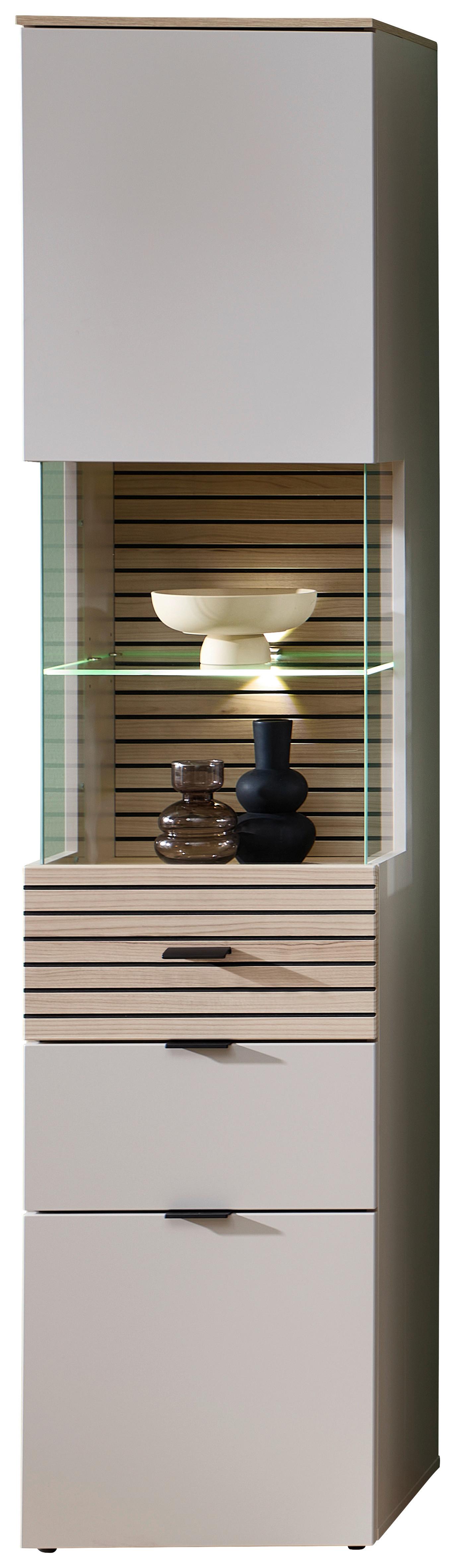VITRÍNA MEMPHIS - barvy dubu/černá, Moderní, kov/kompozitní dřevo (45/200/36cm) - Premium Living