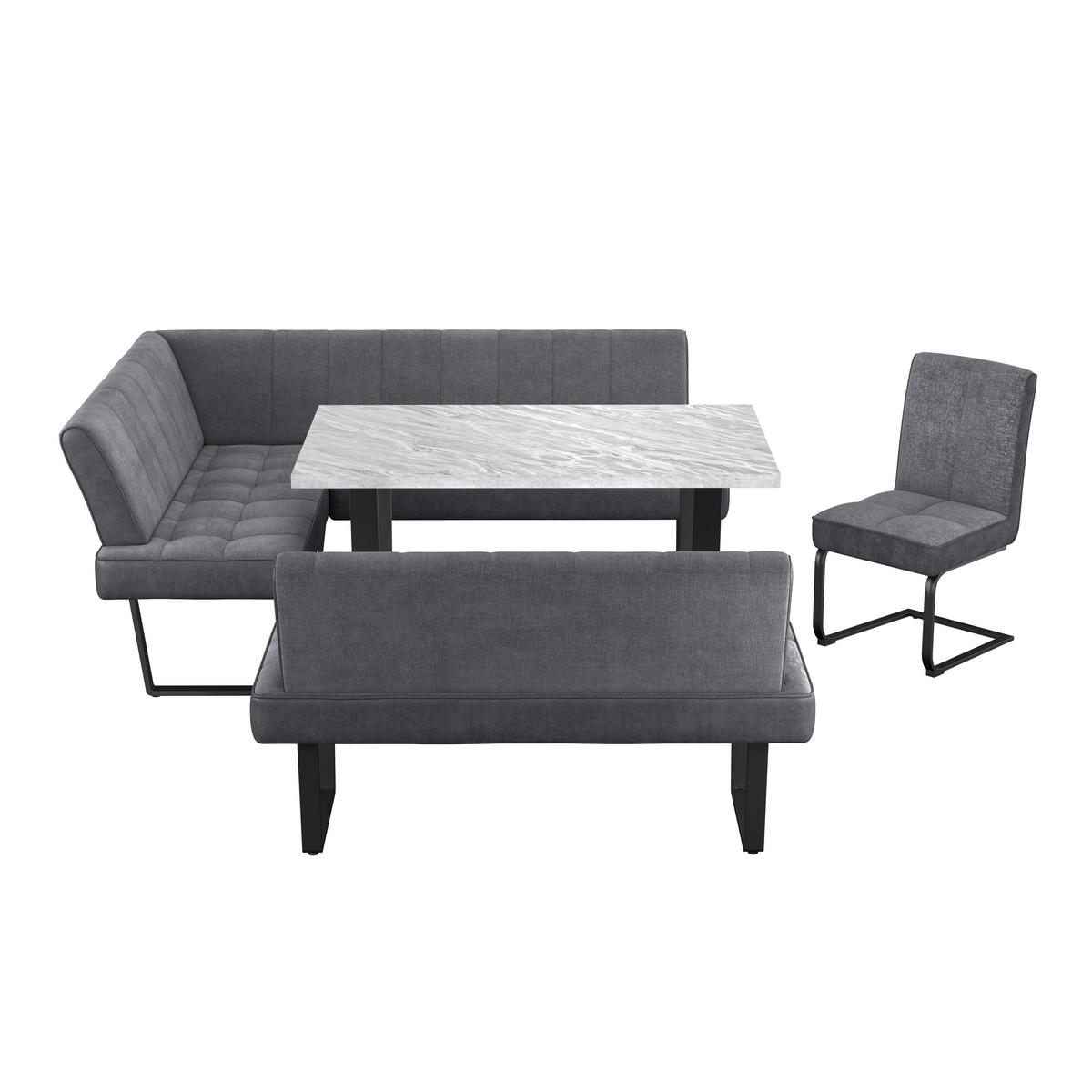 Eckbank Pag - Schwarz/Grau, KONVENTIONELL, Textil/Metall (160/200cm) - MID.YOU