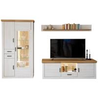 Wohnkombination 3-Tlg. Madrid Eiche-/Pinienfarben - Eichefarben/Schwarz, Design, Glas/Holzwerkstoff (297/205/50cm) - MID.YOU