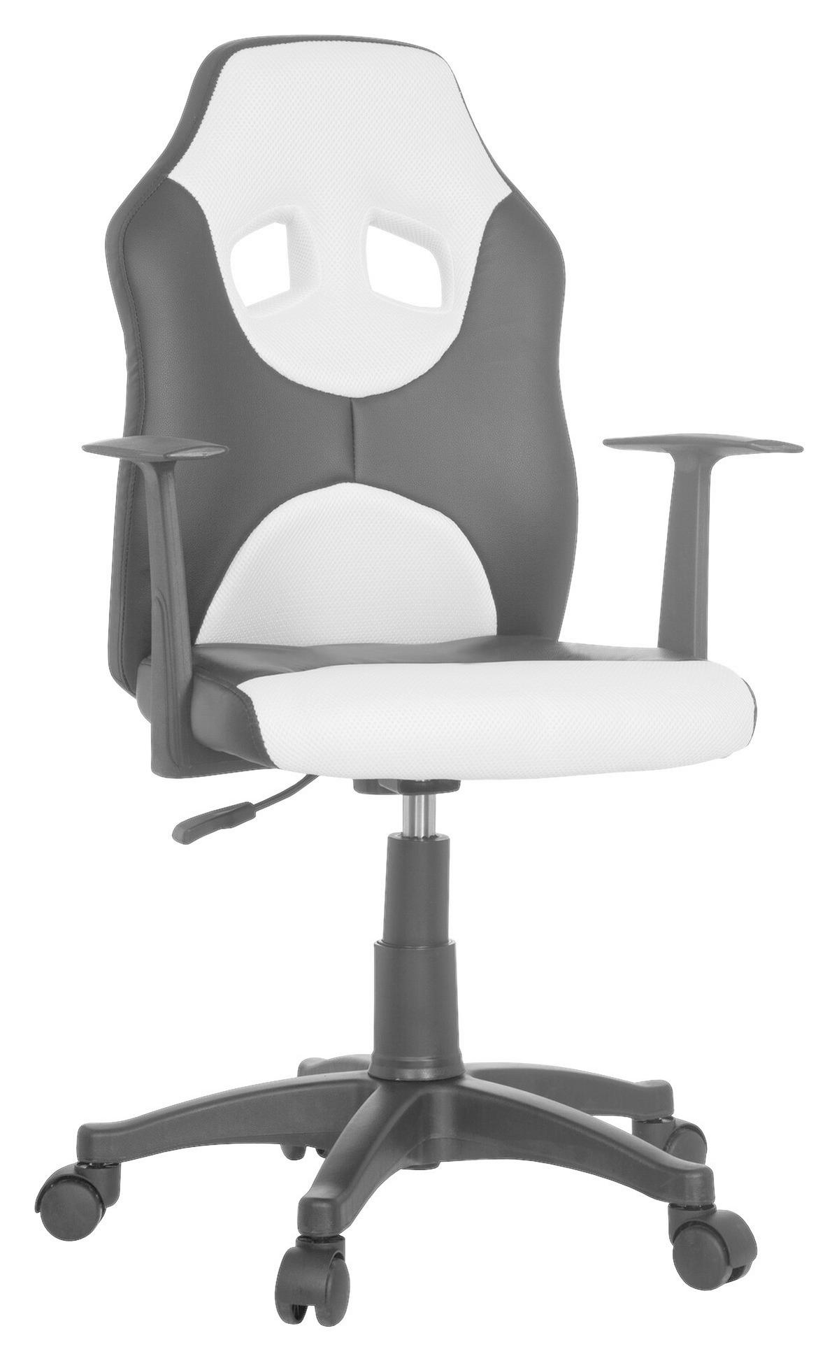 Jugenddrehstuhl Kid Raver Al Weiß/Schwarz - Schwarz/Weiß, Basics, Kunststoff (54/90-100/48cm) - MID.YOU