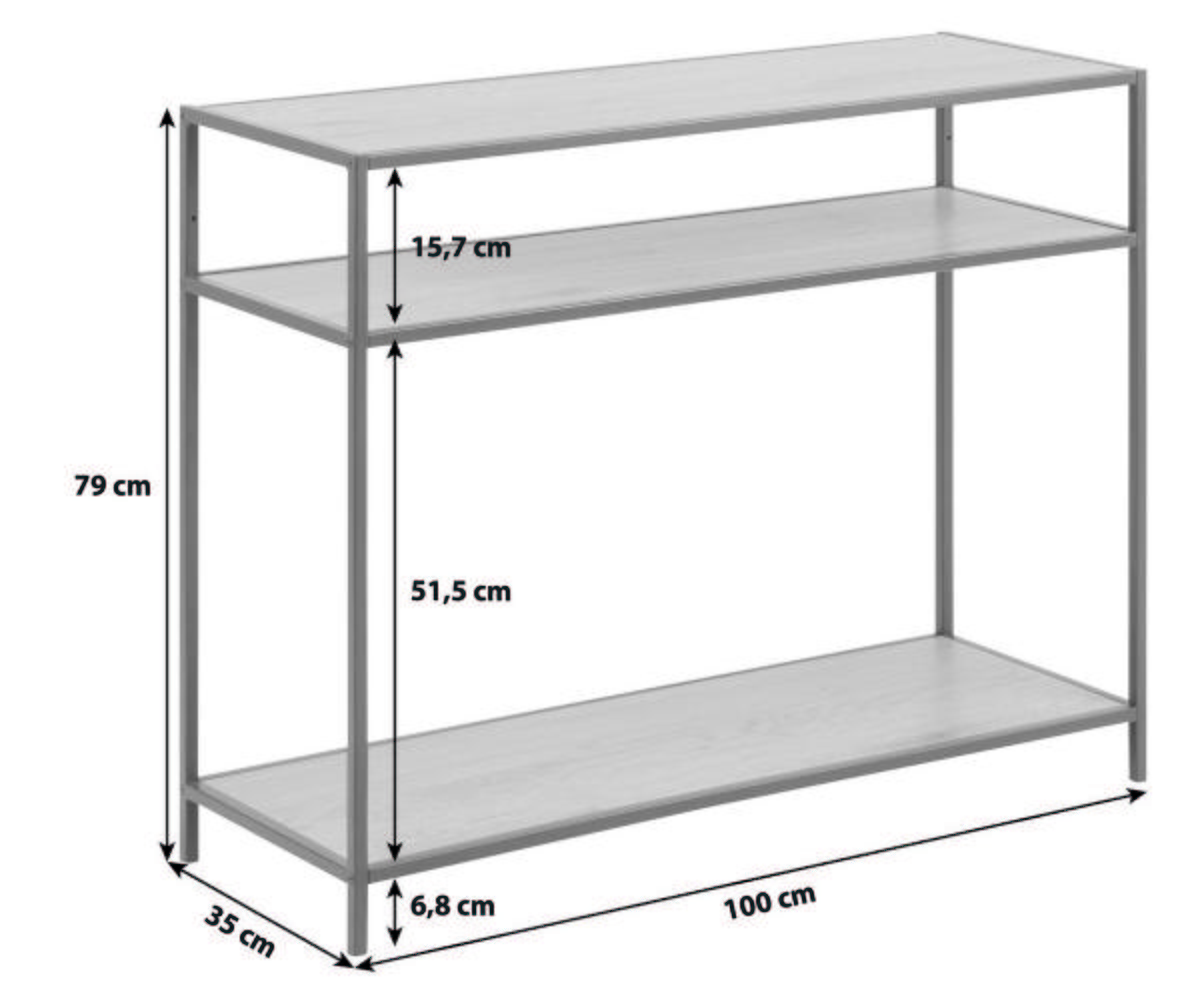 Konsolentisch Seaford Eiche Dekor/Metall B: 100 cm - Eichefarben/Schwarz, Trend, Holzwerkstoff/Metall (100/35/79cm) - MID.YOU