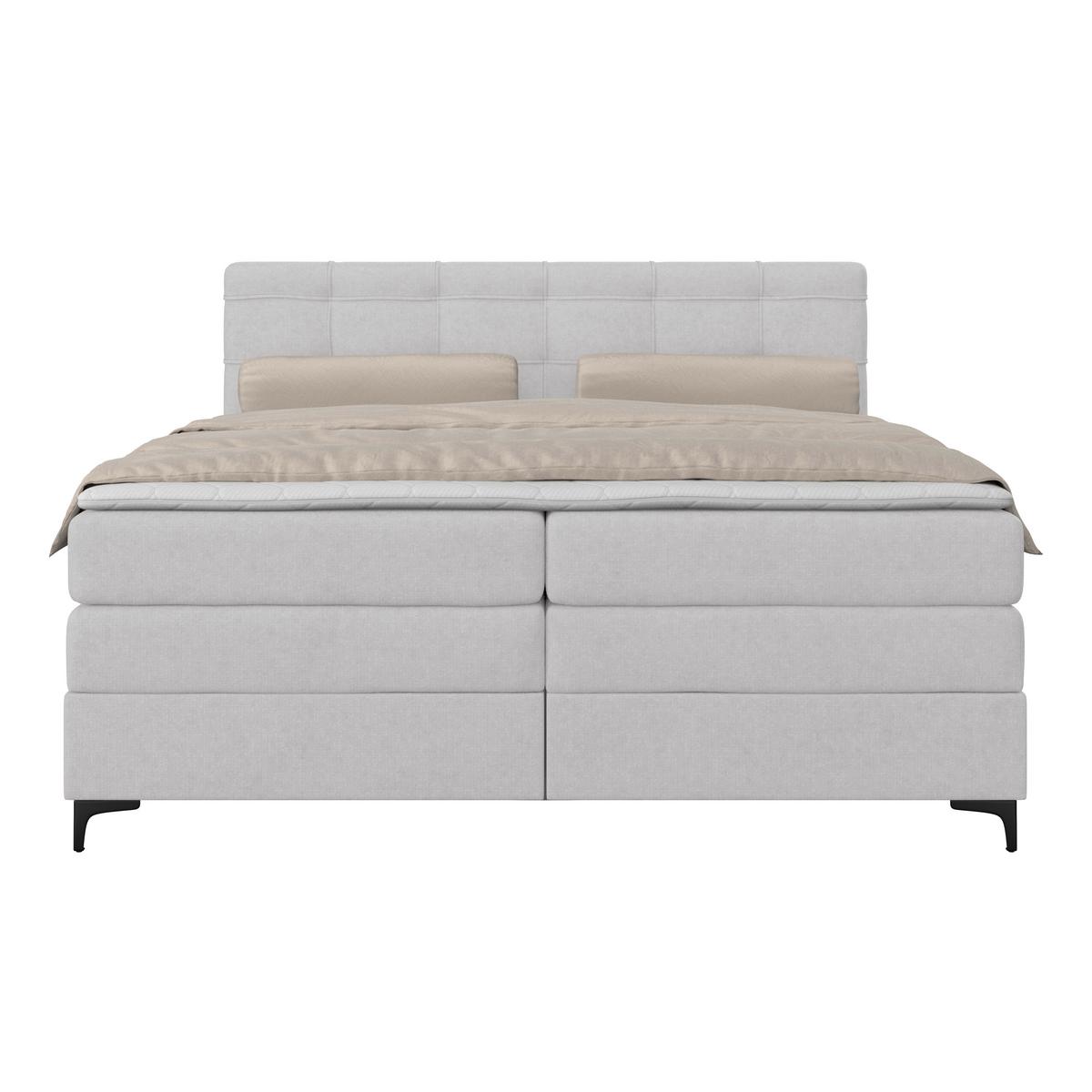 Boxspringbett MITTO Silberfarben 180x200 cm - Silberfarben/Schwarz, KONVENTIONELL, Textil/Metall (180/200cm)