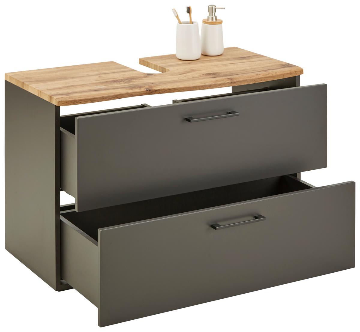 Skříňka pod umyvadlo Timber TIMBER -EXKLUSIV- - Moderní, kov/kompozitní dřevo (90/61/45cm) - Premium Living