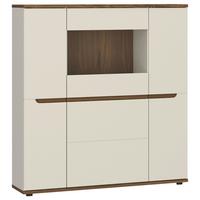 Vitrine Kansas Nussbaum/Kaschmir B: 120cm - Kaschmir/Nussbaumfarben, Basics, Glas/Holzwerkstoff (120/135/38cm) - Hom`in