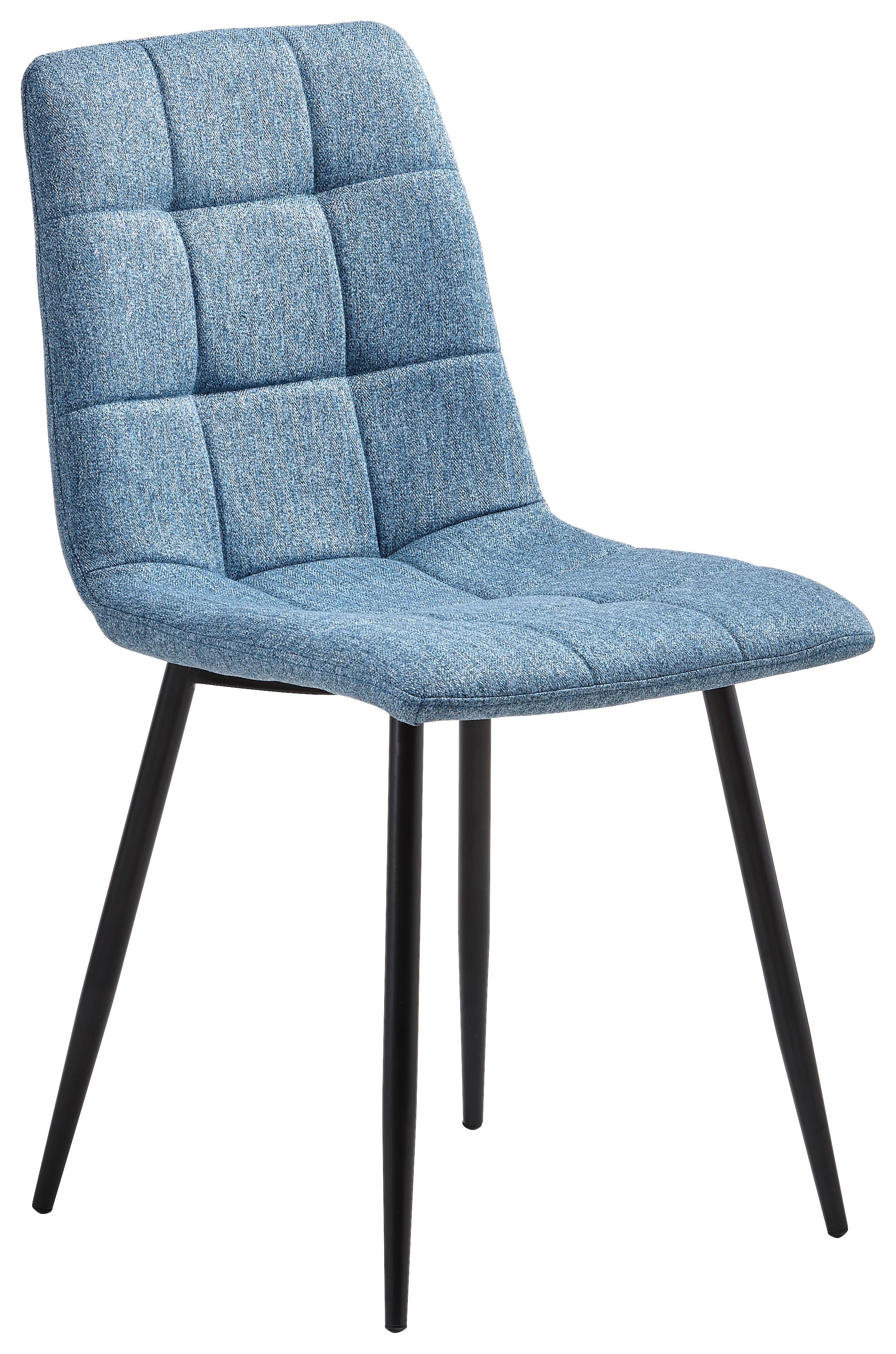 Esszimmerstuhl Empoli Blau/Schwarz, B: 47cm - Blau/Schwarz, LIFESTYLE, Textil/Metall (44,5/86/54,5cm) - Livetastic
