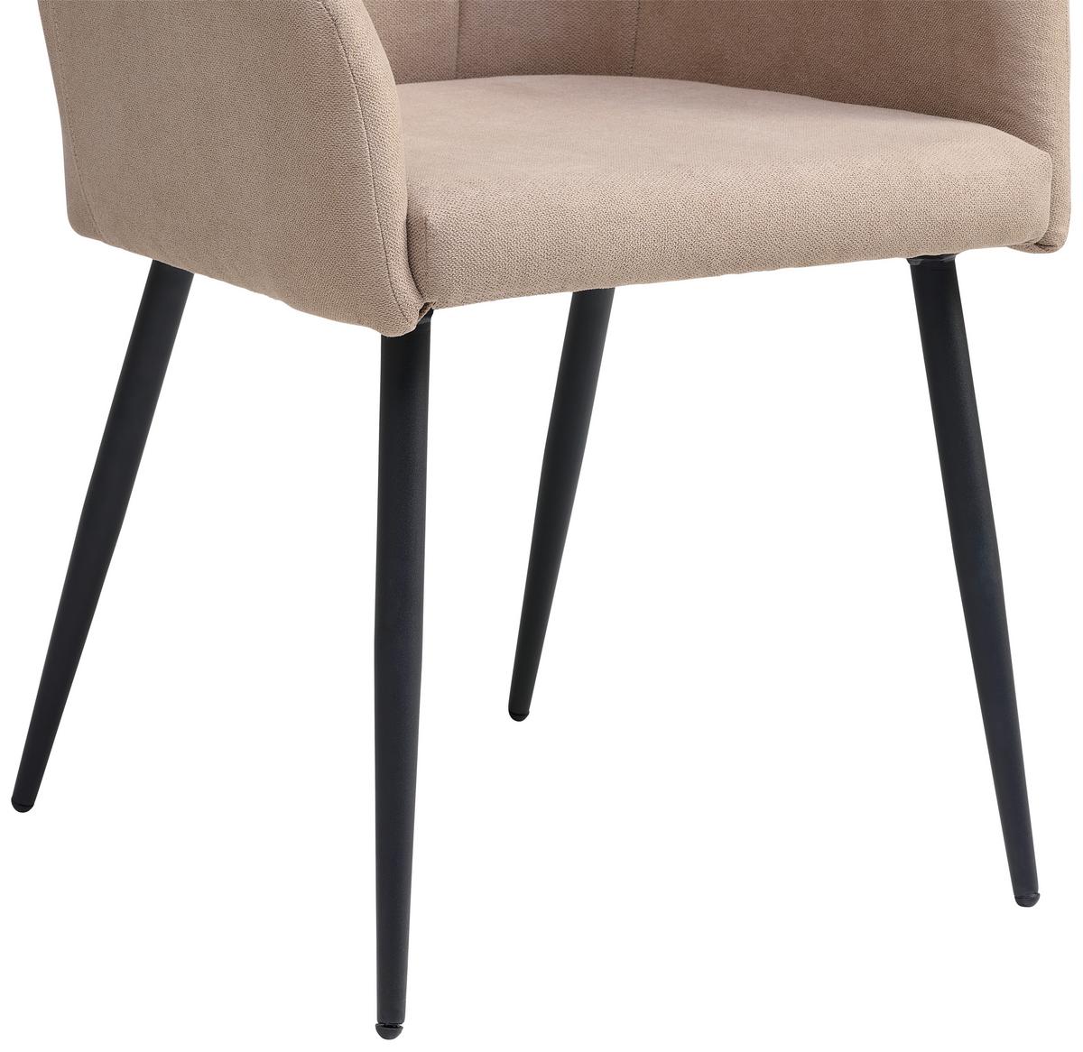 Armlehnstuhl Adelina - Schwarz/Cappuccino, LIFESTYLE, Textil/Metall (56/87/60cm) - MID.YOU