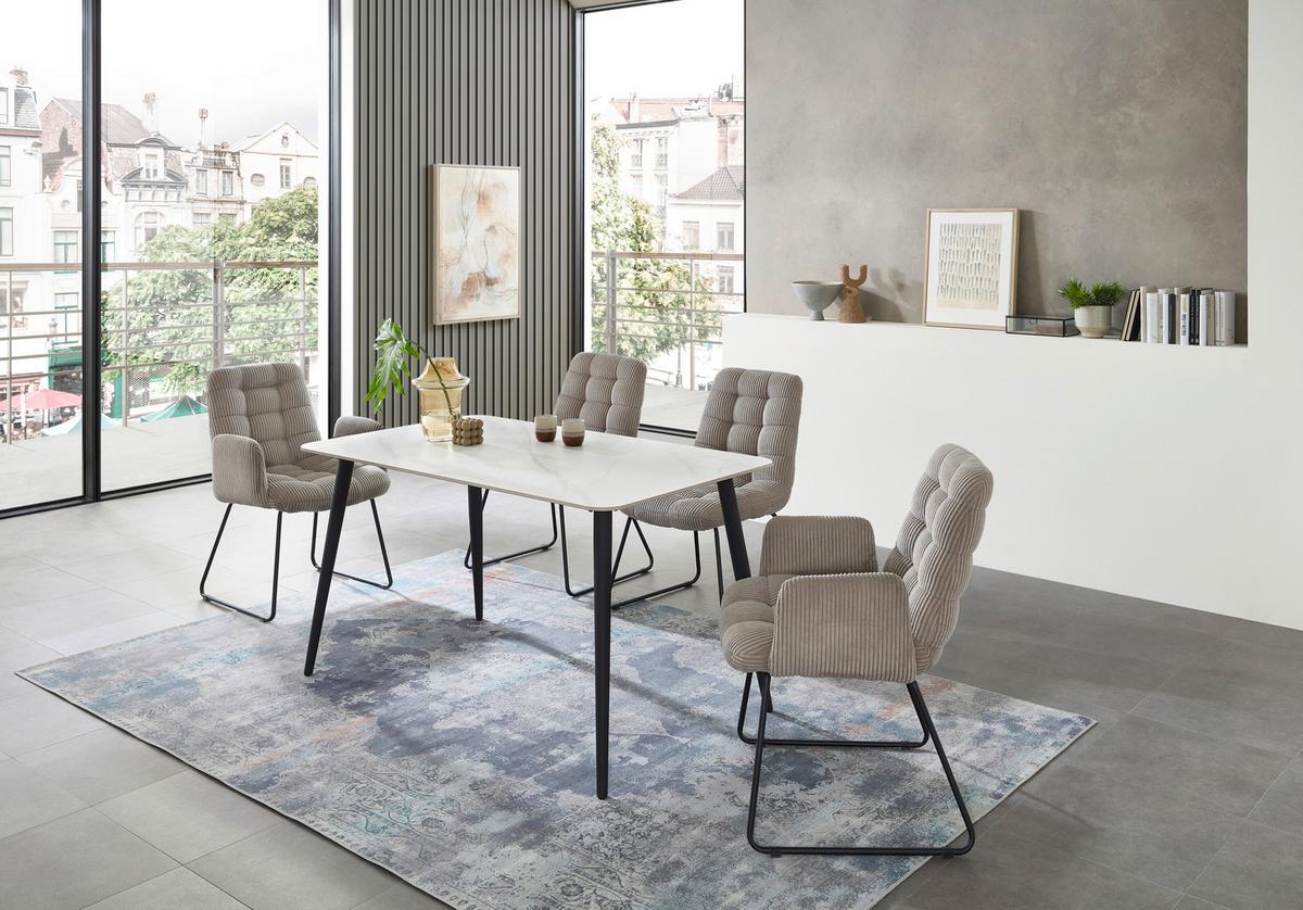 Esstisch Cody 140x76x80 Cm Schwarz/weiß - Schwarz/Weiß, MODERN, Keramik/Metall (140/76/80cm) - MID.YOU