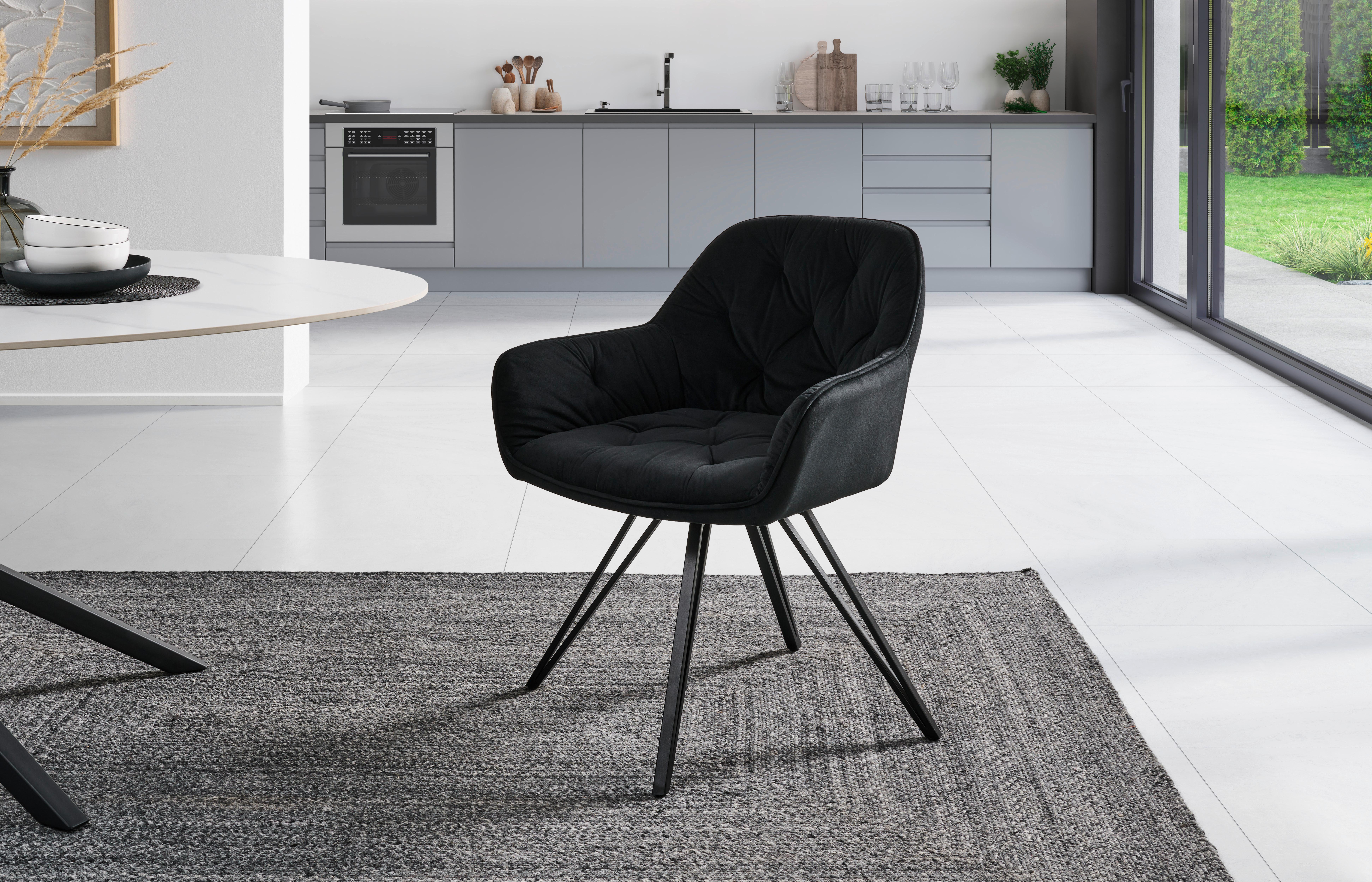 Armlehnstuhl Cardiff Schwarz Gepolstert - Schwarz, LIFESTYLE, Holz/Textil (61/82/62cm) - Livetastic