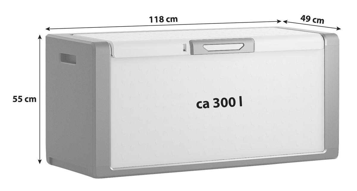 Kissenbox wasserdicht Titan 118x55x49 cm 300 L Grau - Schwarz/Grau, Basics, Kunststoff (118/55/49cm) - Keter