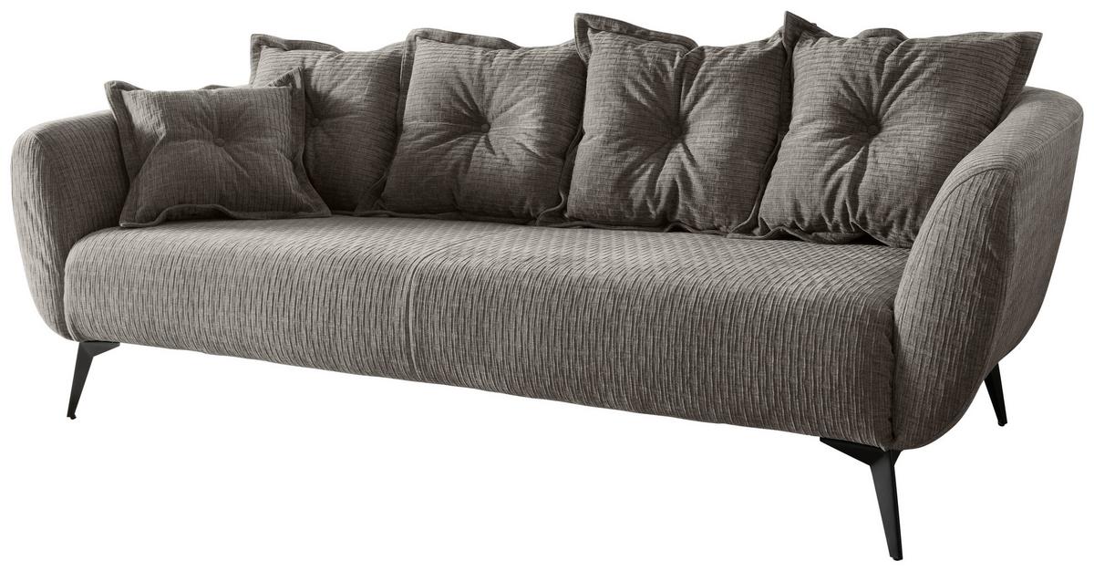 3-Sitzer-Sofa Baggio Graubraun B: 236 cm - Graubraun/Schwarz, MODERN, Textil (236/94/103cm) - Livetastic