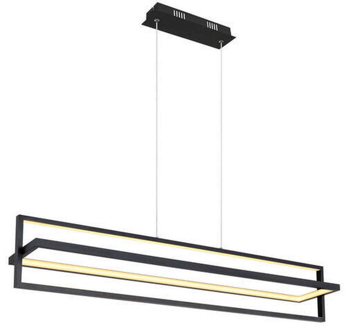Hängeleuchte 67195h - Opal/Schwarz, Trend, Kunststoff/Metall (102/18/120cm) - Globo