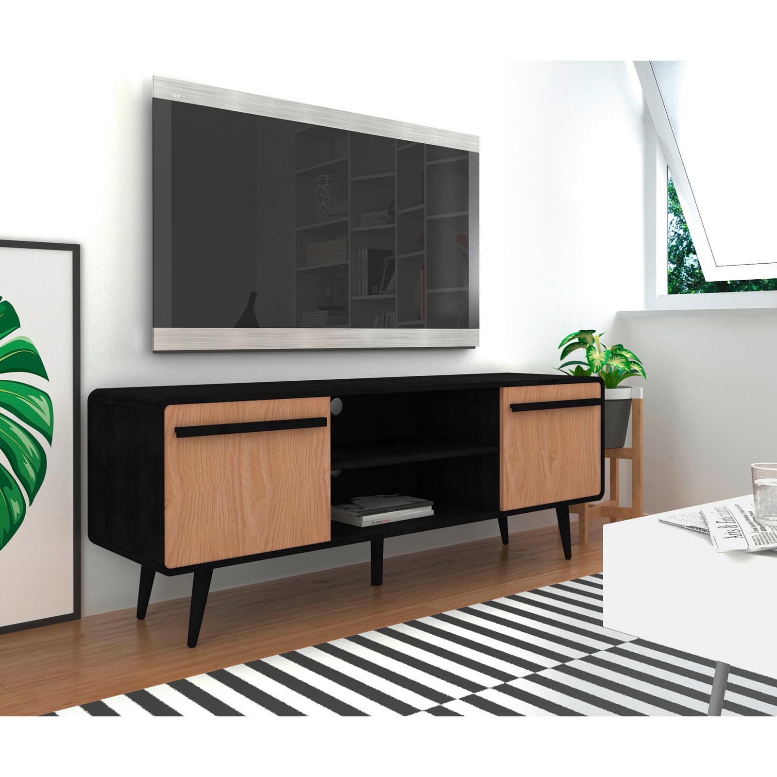 Lowboard Chantal Naturfarben B: 140 cm - Schwarz/Naturfarben, Design, Holzwerkstoff (140/53/39cm) - MID.YOU