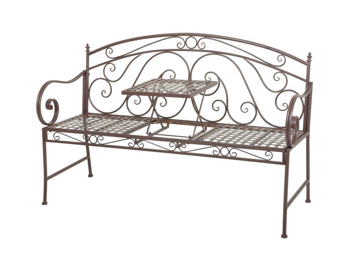 Gartenbank Saket - Braun, Basics, Metall (53/94,5/147cm) - Gardenson