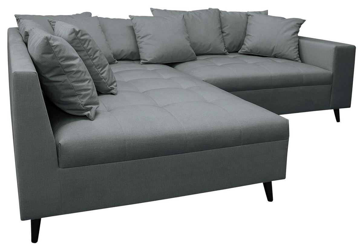 Ecksofa Pruno Dunkelgrau S: 174x247 Cm - Dunkelgrau/Schwarz, Design, Textil (174/247cm) - MID.YOU