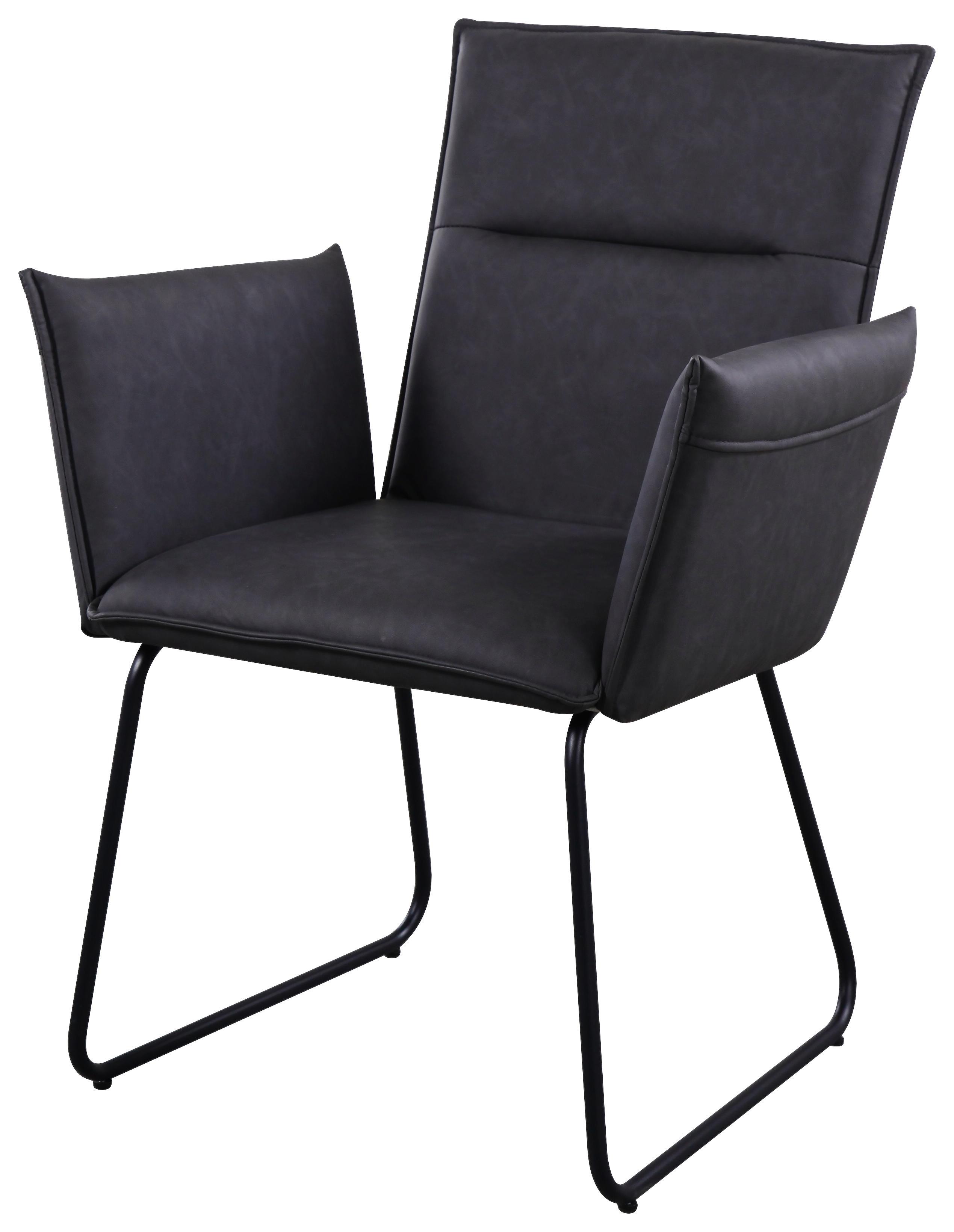 Stuhl Ravello B: 62 cm Anthrazit - Anthrazit/Schwarz, MODERN, Textil/Metall (62/91/62cm) - Luca Bessoni