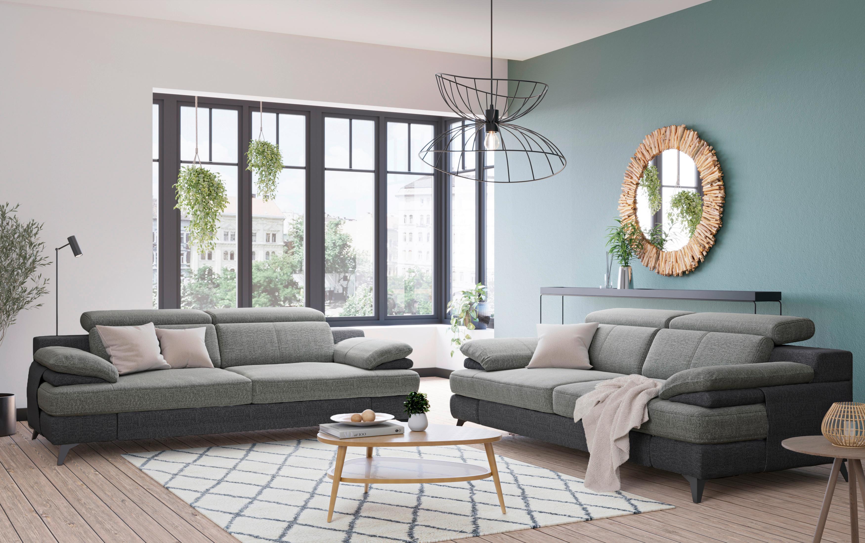3-sitzer-sofa Titus Hellgrau/dunkelgrau - Dunkelgrau/Hellgrau, Design, Textil (225/80/104cm) - Livetastic