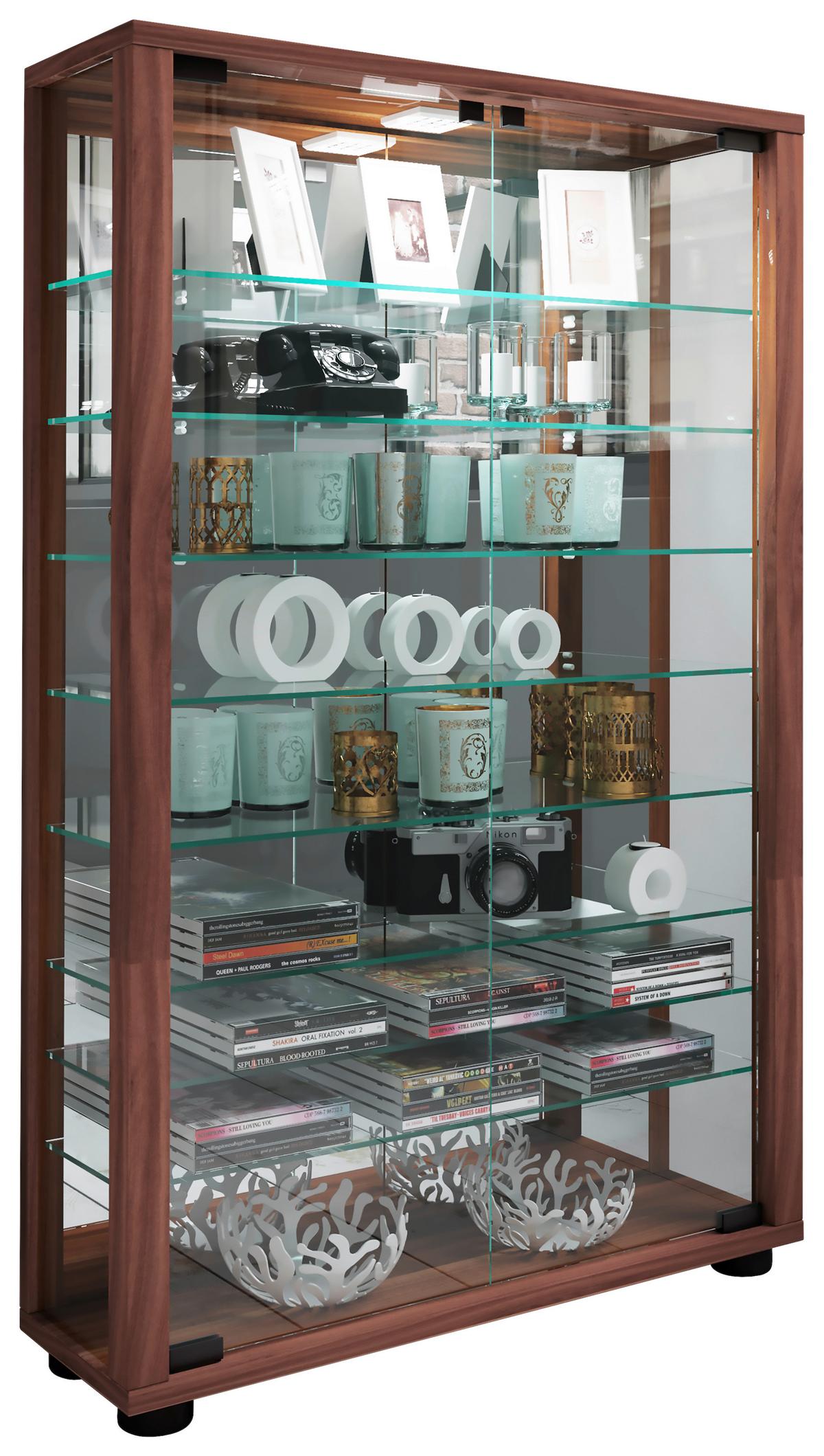 Vitrine Lumo Nussbaumfarben B: 59 cm - Nussbaumfarben, MODERN, Glas/Holzwerkstoff (59/91,3/18cm) - MID.YOU