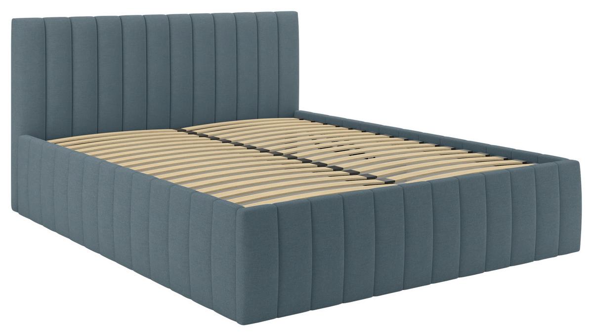 Čalúnená posteľ ORINOCO PL: 160/200 cm, modrá - modrá/čierna, Modern, kov/drevo (160/200cm) - Mömax