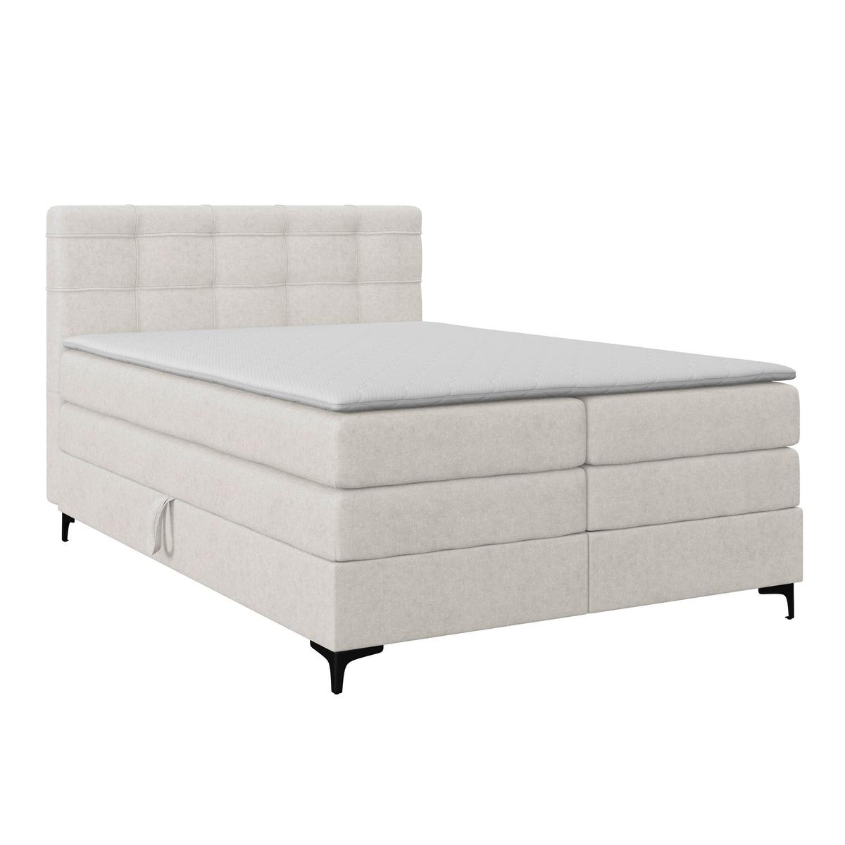 Boxspringbett MITTO Beige 140x200 cm - Beige/Schwarz, KONVENTIONELL, Textil/Metall (140/200cm)