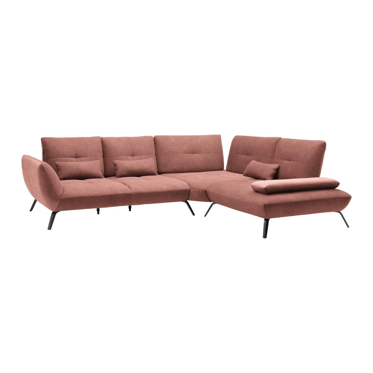 Rohová sedačka TRENDY, pravá, starorůžová - starorůžová/černá, Moderní, kov/kompozitní dřevo (310/93/250cm) - Premium Living
