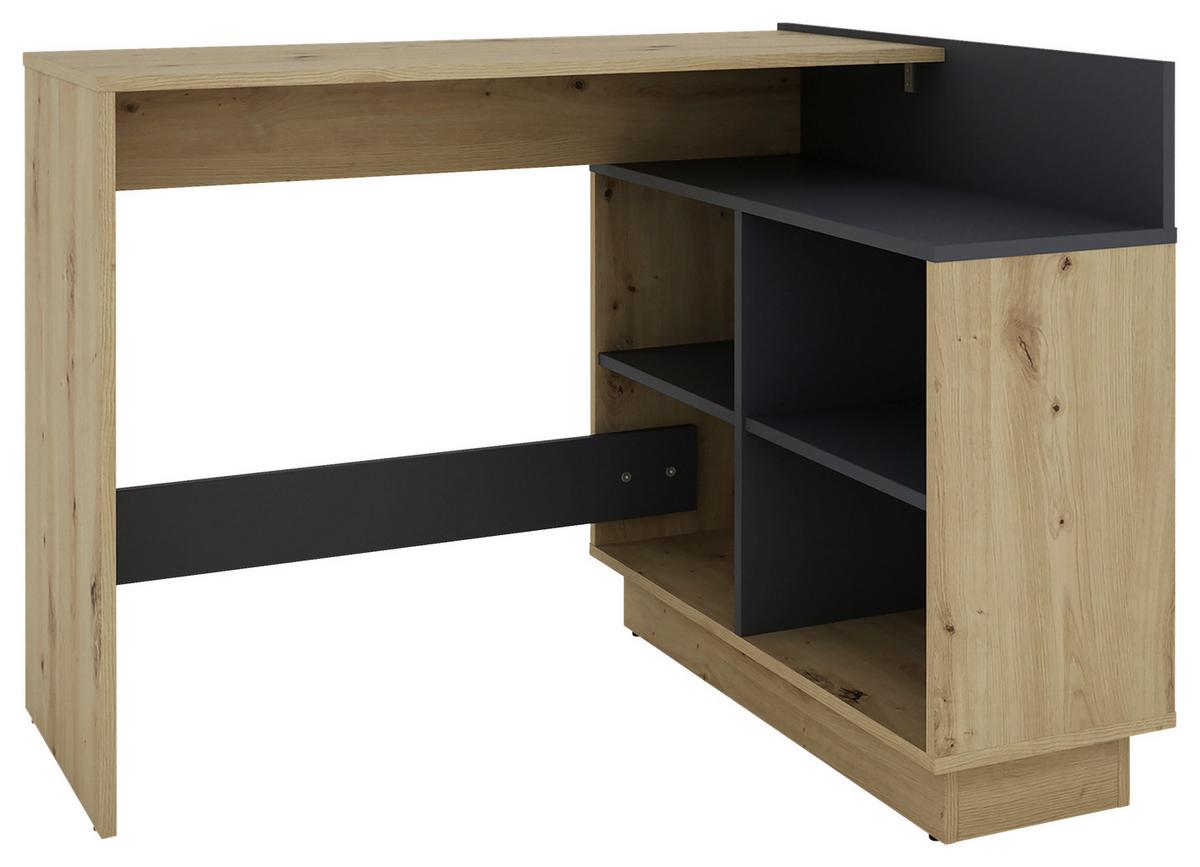 Eckschreibtisch Berni - Graphitfarben/Eiche Artisan, MODERN, Holzwerkstoff (102/80/77,5cm) - MID.YOU