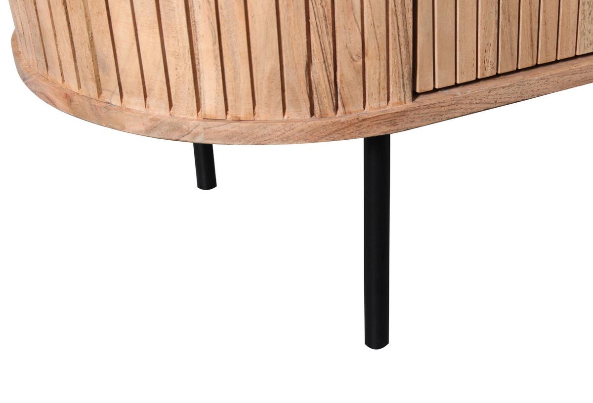 Highboard Kunja Akazie Massiv, B: 118 cm - Schwarz/Akaziefarben, Trend, Holz/Metall (118/135/40cm)