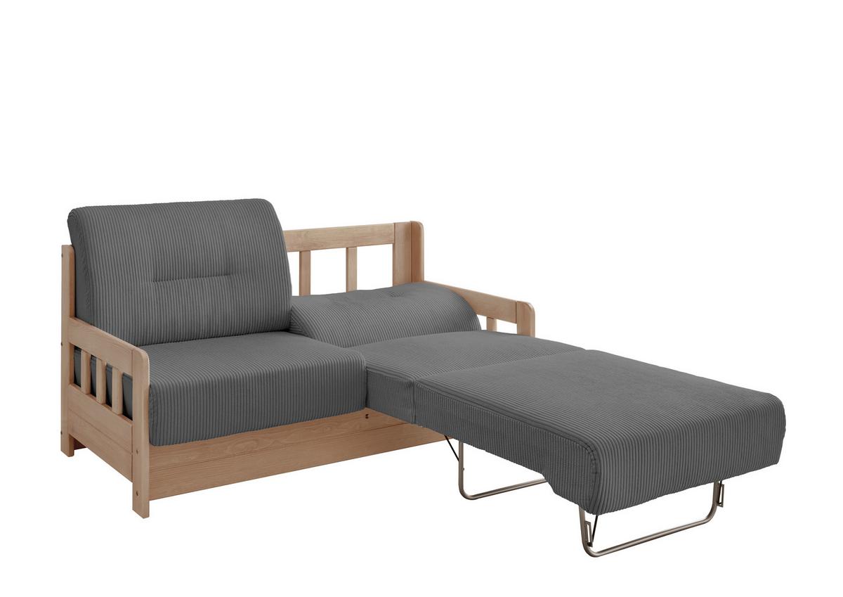 2-Sitzer-Sofa Mit Schlaffunktion Camino B:154 cm - Naturfarben/Grau, MODERN, Holz/Textil (154/88/90cm) - Livetastic