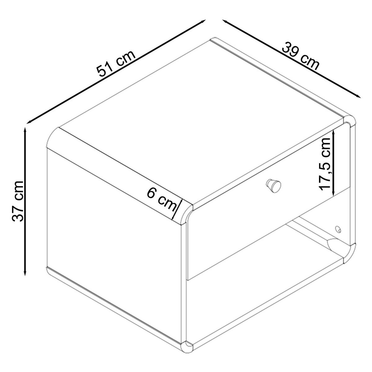 Nachttisch Cassie, Weiß B: 51 Cm - Weiß, Design, Holzwerkstoff (51/39/37cm) - MID.YOU