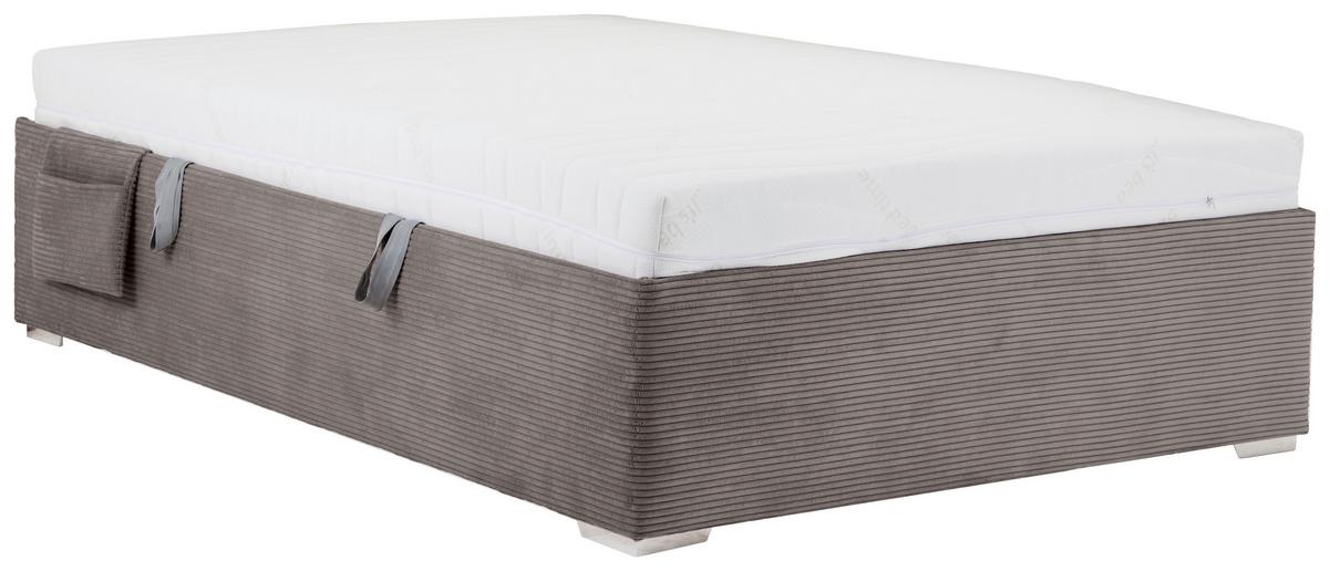 Posteľ Remi s bočnicami 140x200, poťah sivý - sivá/prírodná farba, Konventionell, drevo/textil (140/200cm)