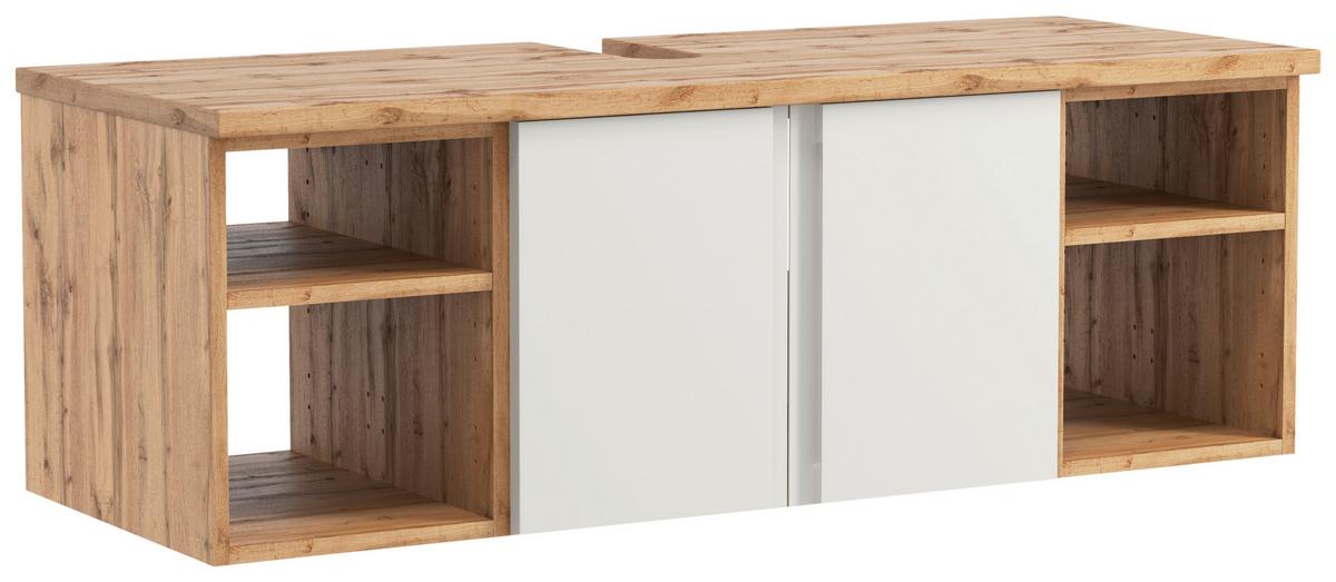 Hängender Waschbecken -Unterschrank Arosa B: 120 cm - Eiche Wotan/Weiß, MODERN, Holzwerkstoff (120/41/47cm) - Held