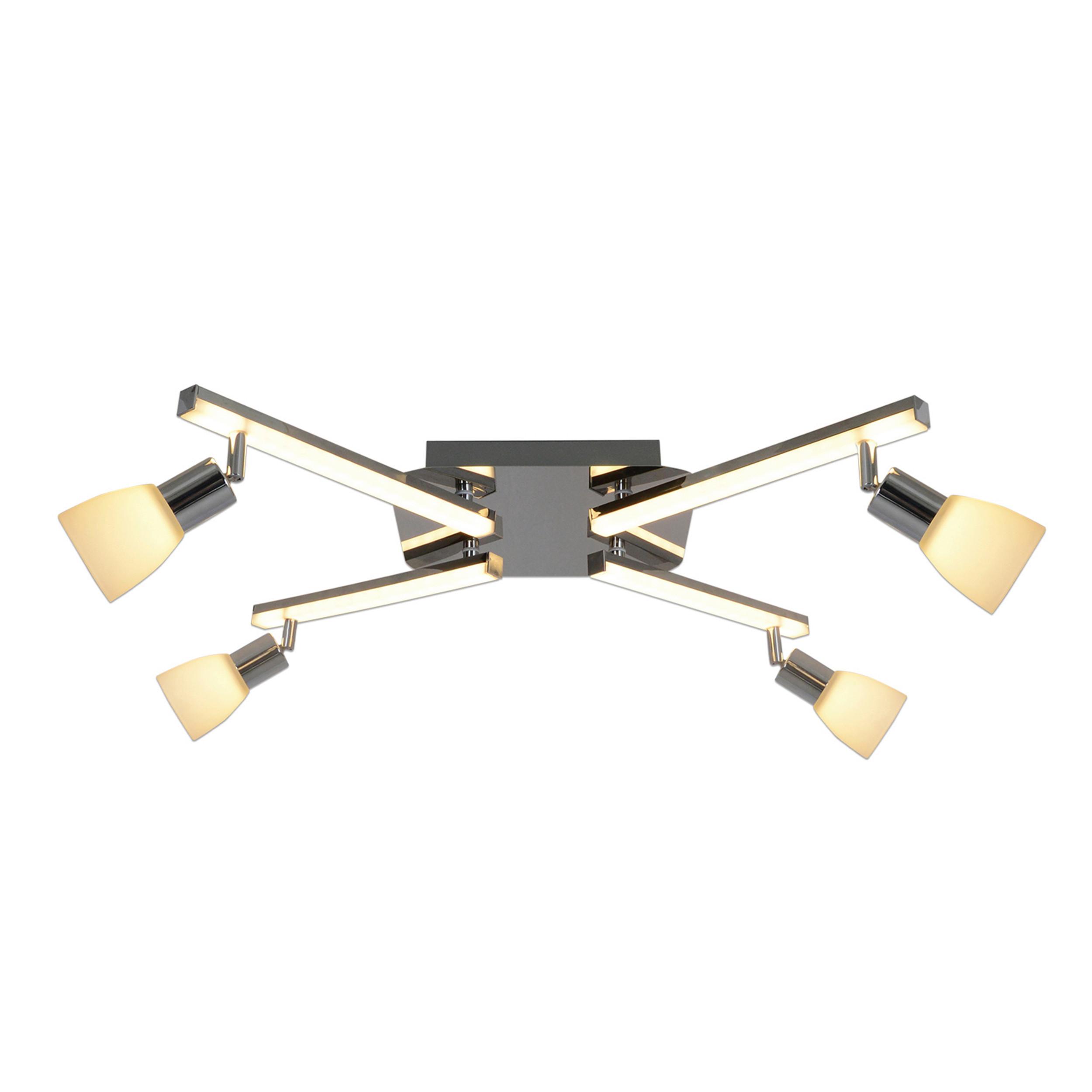 Strahler Ibiza 4-flammig L: 68 cm - Chromfarben/Opal, Basics, Glas/Kunststoff (22/68cm) - Näve