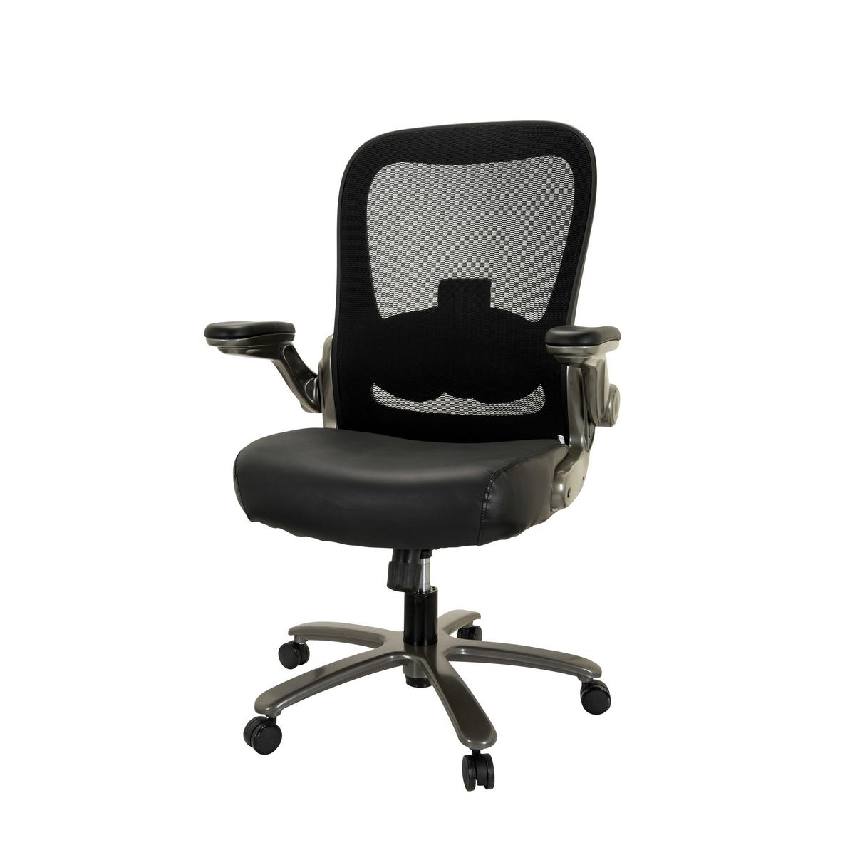 Drehstuhl Instructor Schwarz Bis 220 Kg - Silberfarben/Schwarz, Basics, Leder/Kunststoff (75/122/68cm) - MID.YOU