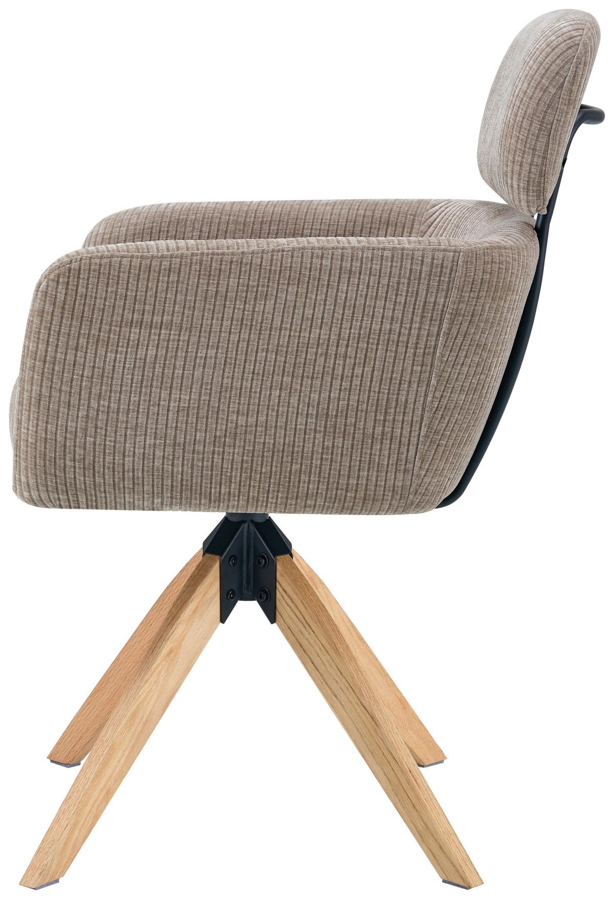 Armlehnstuhl Mattis Cord beige, B: 60 cm - Beige/Naturfarben, KONVENTIONELL, Holz/Textil (60/90/69cm) - Livetastic