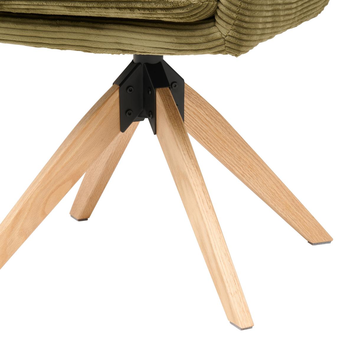 Armlehnstuhl Matti Grün, Sitzfläche 360° drehbar - Naturfarben/Grün, KONVENTIONELL, Holz/Textil (60/93/65,5cm) - Livetastic