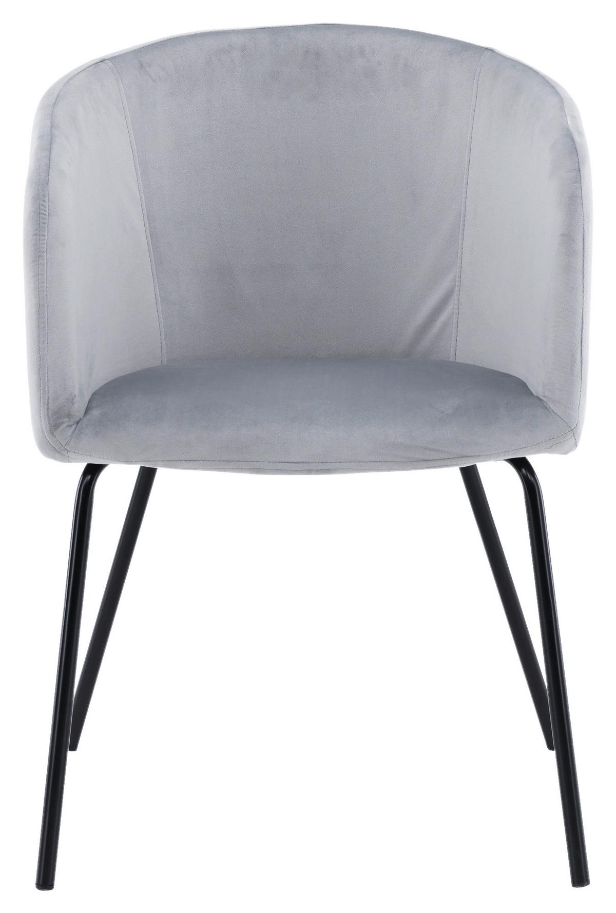 Armlehnstuhl Berit - Hellgrau/Schwarz, Design, Textil/Metall (55/78/55cm) - Livetastic