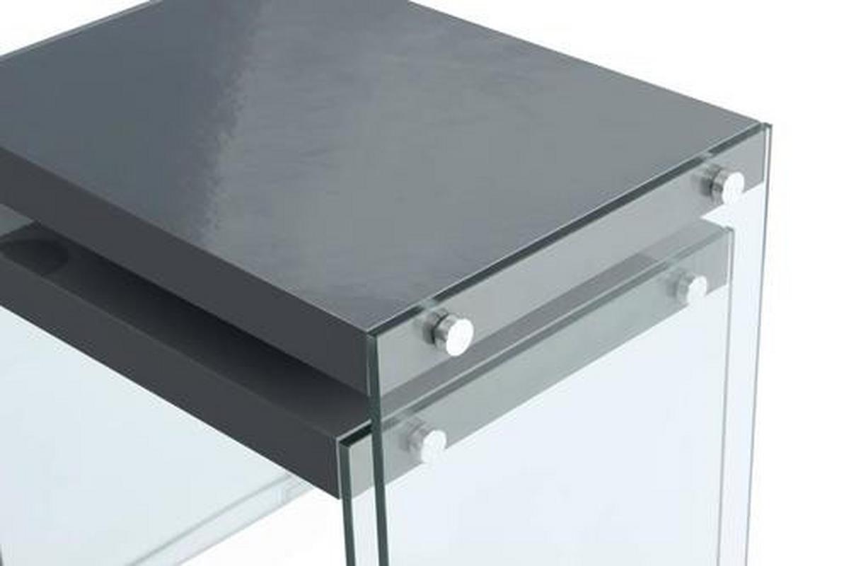 Beistelltisch 2er-set Elementary Glas, Schwarz - Klar/Schwarz, Basics, Glas/Holzwerkstoff - Kayoom