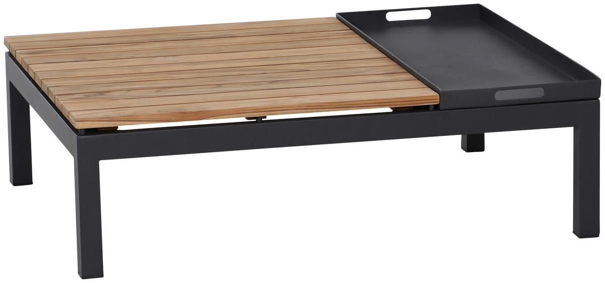 Loungetisch Aus Stahl und Echtholz - Anthrazit/Teakfarben, MODERN, Holz/Metall (102/70/27,5cm) - Siena Garden