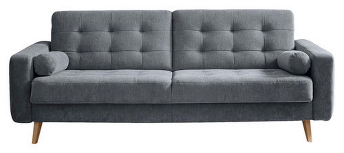 Schlafsofa Mit Bettkasten Und Kissen Fjord, Webstoff - Eichefarben/Anthrazit, MODERN, Holzwerkstoff/Textil (222/86/90cm) - MID.YOU