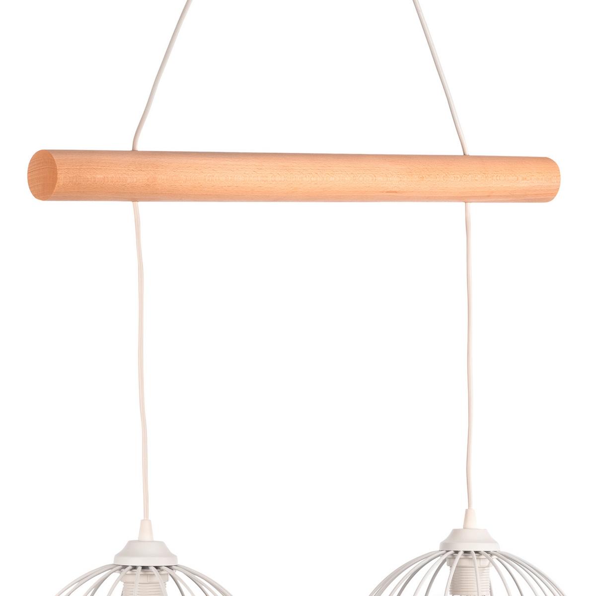 Hängeleuchte Mercure Hellbraun Weiß Hg L: 60 Cm - Hellbraun/Weiß Hochglanz, Basics, Holz/Metall (60/24/90cm)