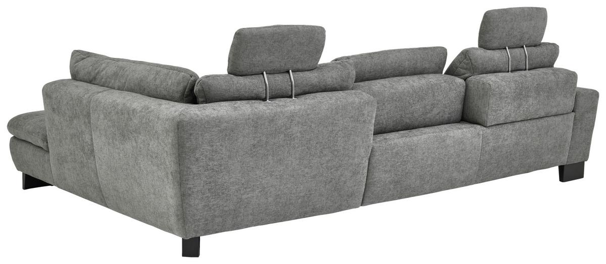 Rohová sedačka LANDO, pravá, šedá žinylka, s funkcemi - šedá/černá, Moderní, kov/textil (289/197cm) - Premium Living