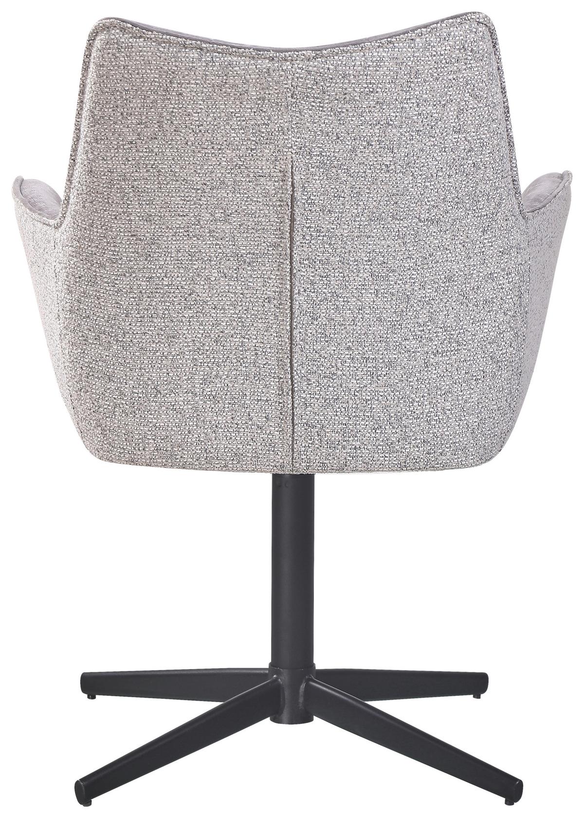 Armlehnstuhl Kerem Leinenoptik Anthrazit, B: 62cm - Anthrazit/Schwarz, KONVENTIONELL, Textil/Metall (62/85/62cm) - MID.YOU