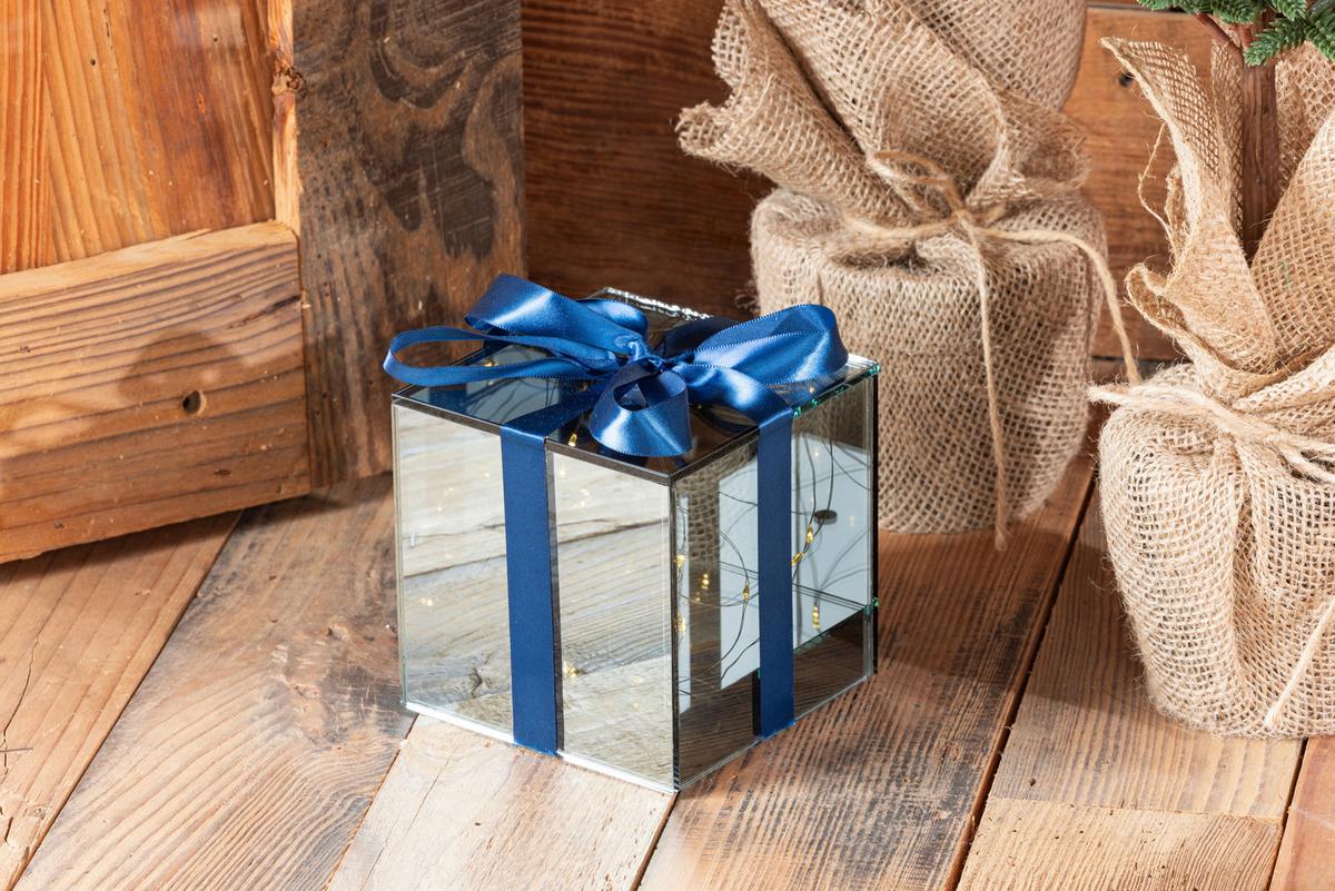 Dekogeschenkbox Lina - Blau/Transparent, KONVENTIONELL, Glas/Textil (12/12/12cm) - Luca Bessoni