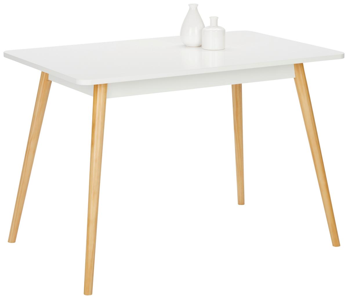 Jídelní stůl ANOUK 110 - bílá/přírodní barvy, Moderní, dřevo/kompozitní dřevo (110/76/70cm) - Based