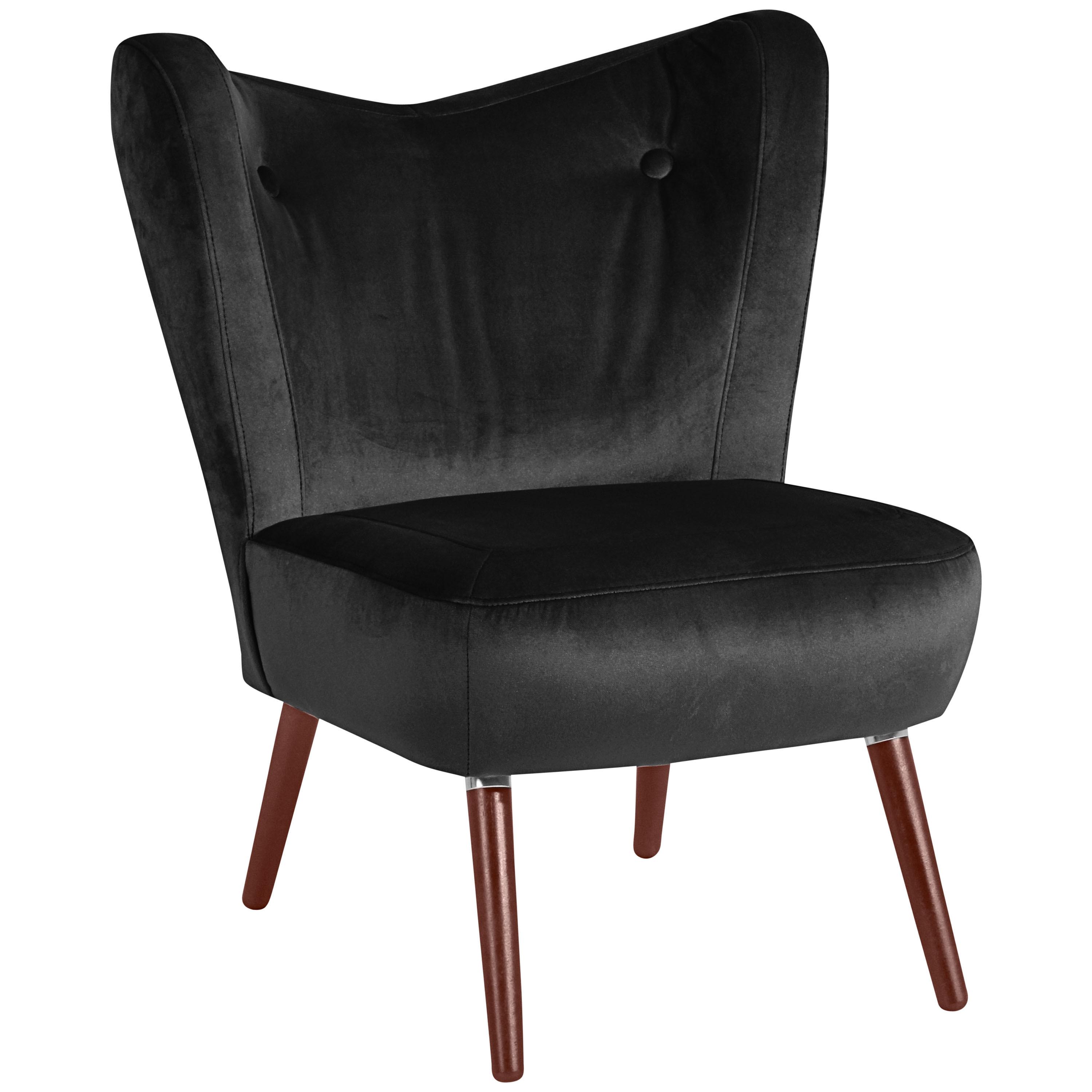 Polstersessel Sari Samt Schwarz - Nussbaumfarben/Schwarz, Design, Textil (70/86/69cm) - Max Winzer
