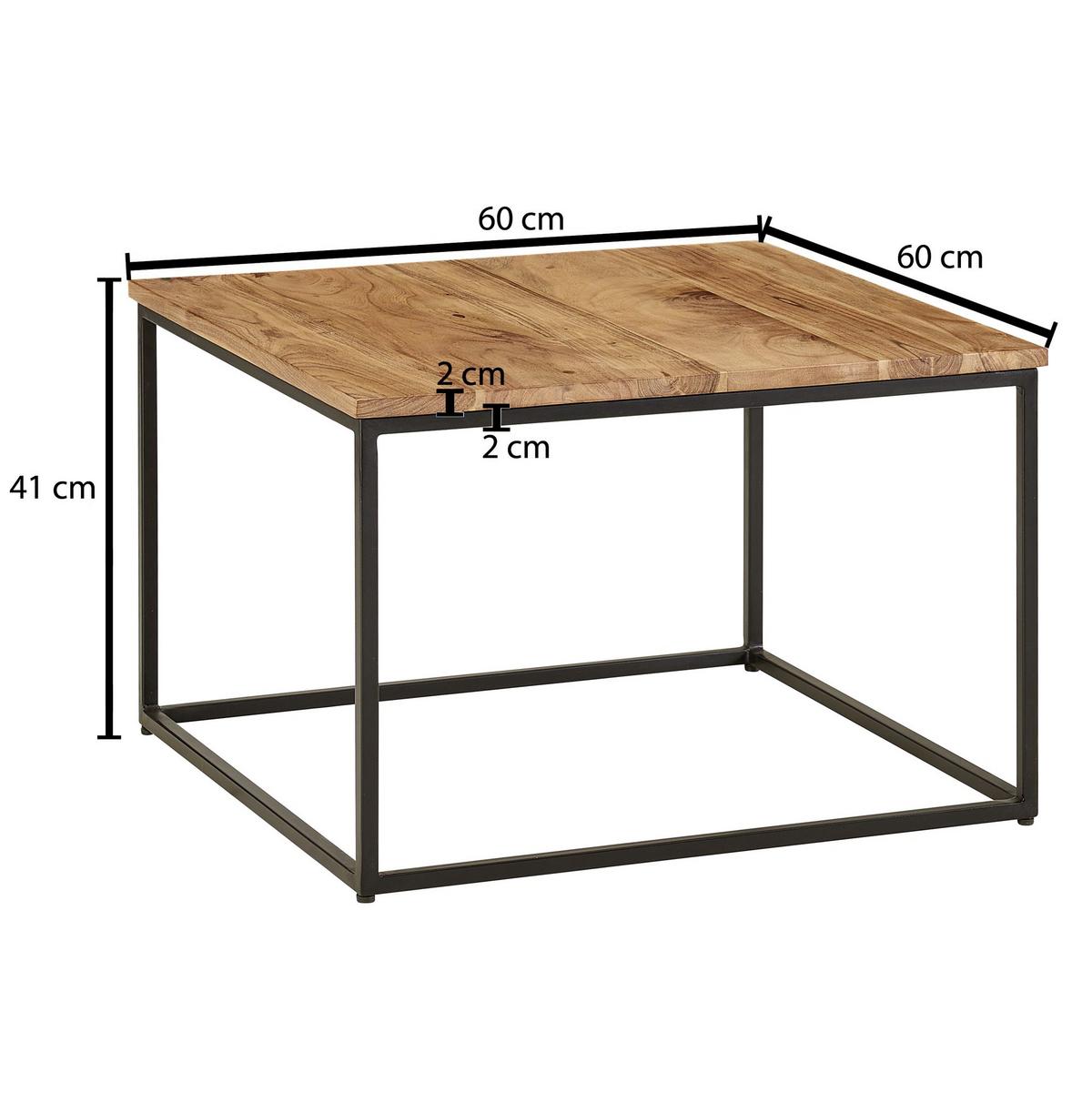 Konferenční stůl barvy akácie - černá/barvy akácie, Moderní, kov/dřevo (60/60/41cm) - MID.YOU