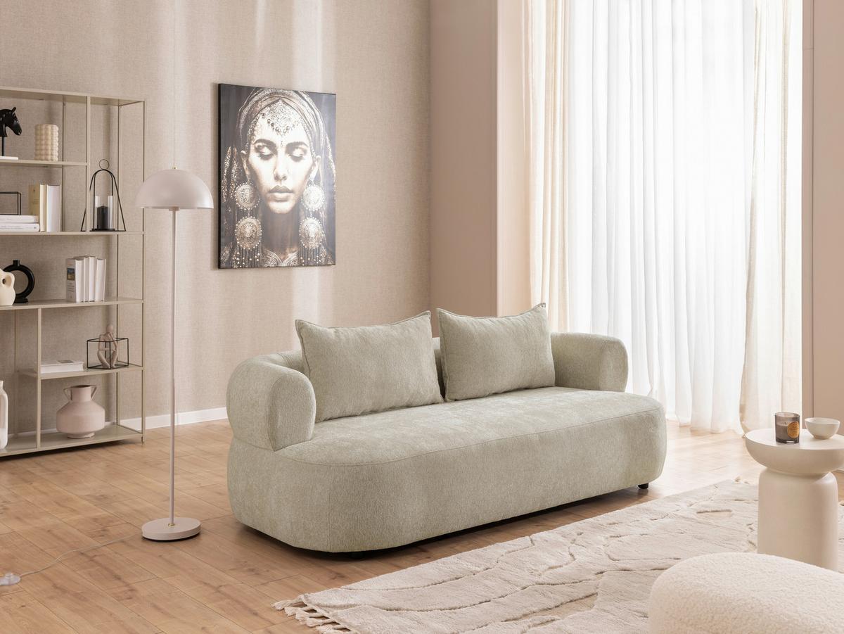 3-Sitzer-Sofa Ferro Beige B: 200 cm - Beige/Schwarz, Design, Textil (200/76/96cm) - Livetastic