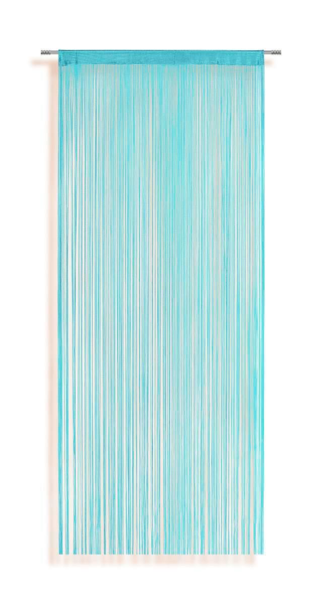 Fadenvorhang + Stangendurchzug Marietta 90x245 Cm Aqua - Hellblau, KONVENTIONELL, Textil (90/245cm) - Ondega